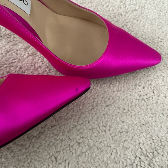 Jimmy Choo Vibrant Pink Satin Heels - Picture 4 of 9